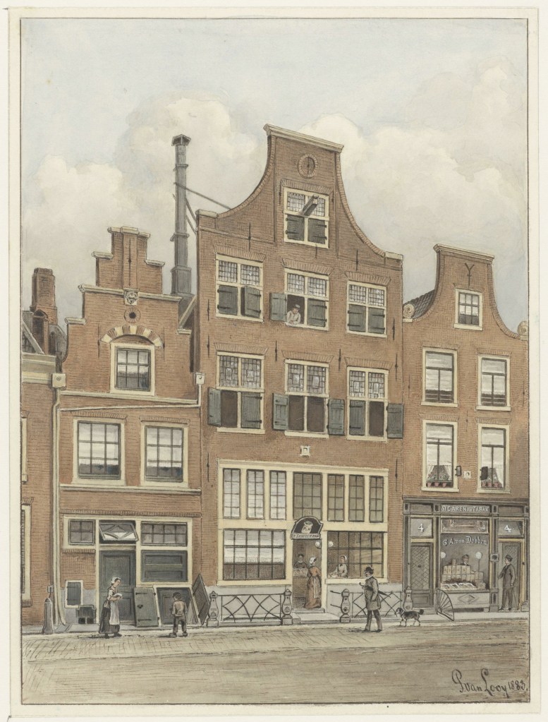 Verwulft Haarlem voor de verbouwing, nog ruim voor de komst van de V&D, getekend door Pieter van Looy, bron: Beeldbank Noord-Hollands Archief